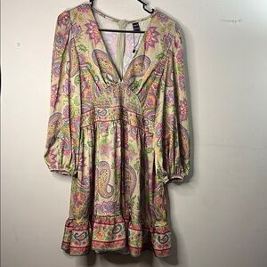 SHEIN Multicolor Paisley Long Sleeve Dress